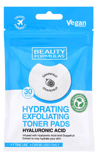 compare product Beauty Formulas Exfoliating Toner Pads with Hyaluronic Acid – 30 pcs