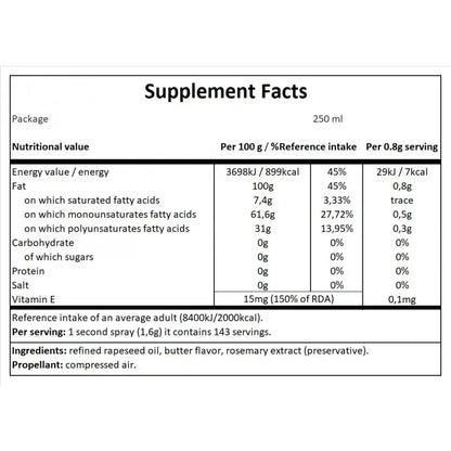 COOKING SPRAY 250 ML - BUTTER FLAVORED CANOLA OIL CHEAT MEAL