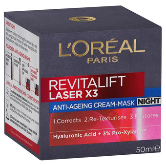 compare product LOREAL Revitalift Laser x3 Anti-aging cream with triple effect on the night 50 ml