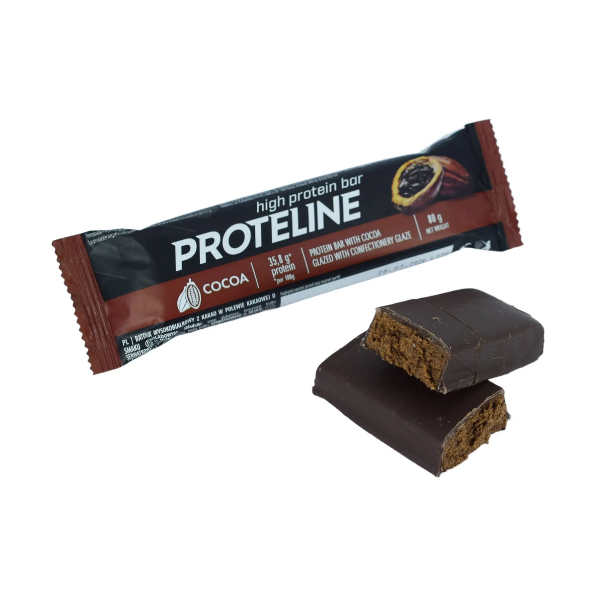 Protein bar with cocoa glazed with confectionery glaze (80g) Protein bar