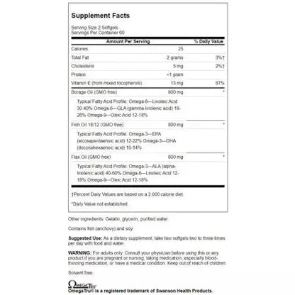 SWANSON EFA BORAGE OIL 1000 MG 60 softgels SWANSON